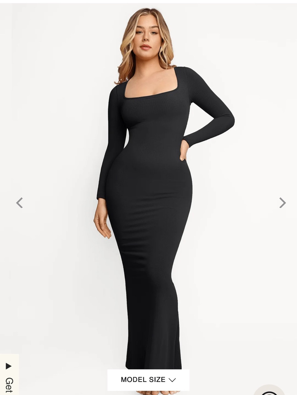 Long Sleeve Black Square Neck Bodycon Dress